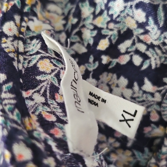 Maurices Navy Blue Floral Print Tie Neck Blouse - Picture 9 of 12